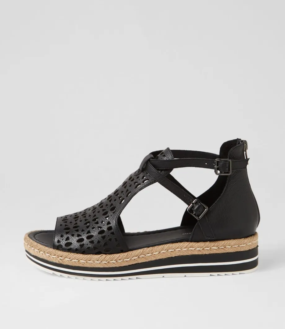 Accra Black Leather Espadrilles
