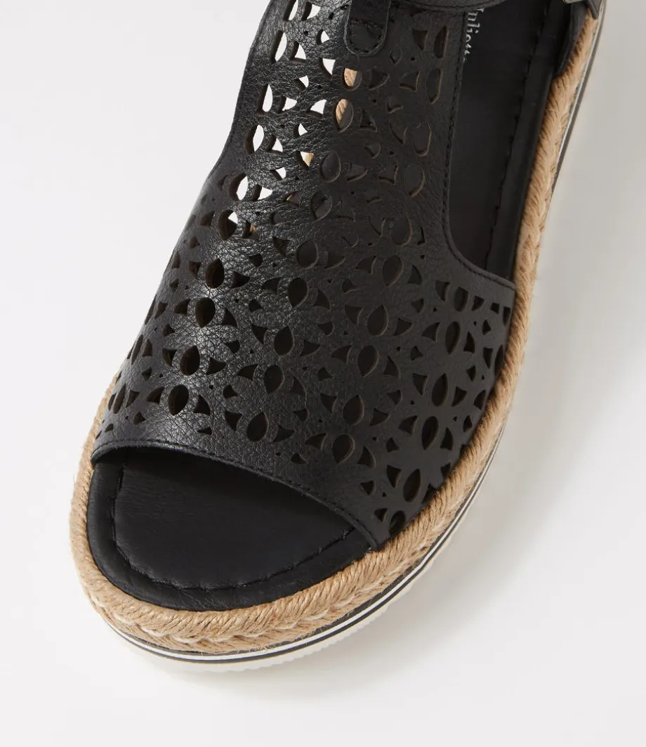 Accra Black Leather Espadrilles