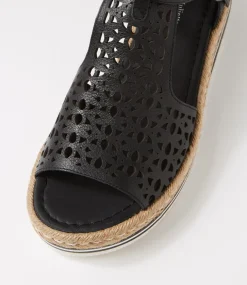 Accra Lrg Black Leather Espadrilles