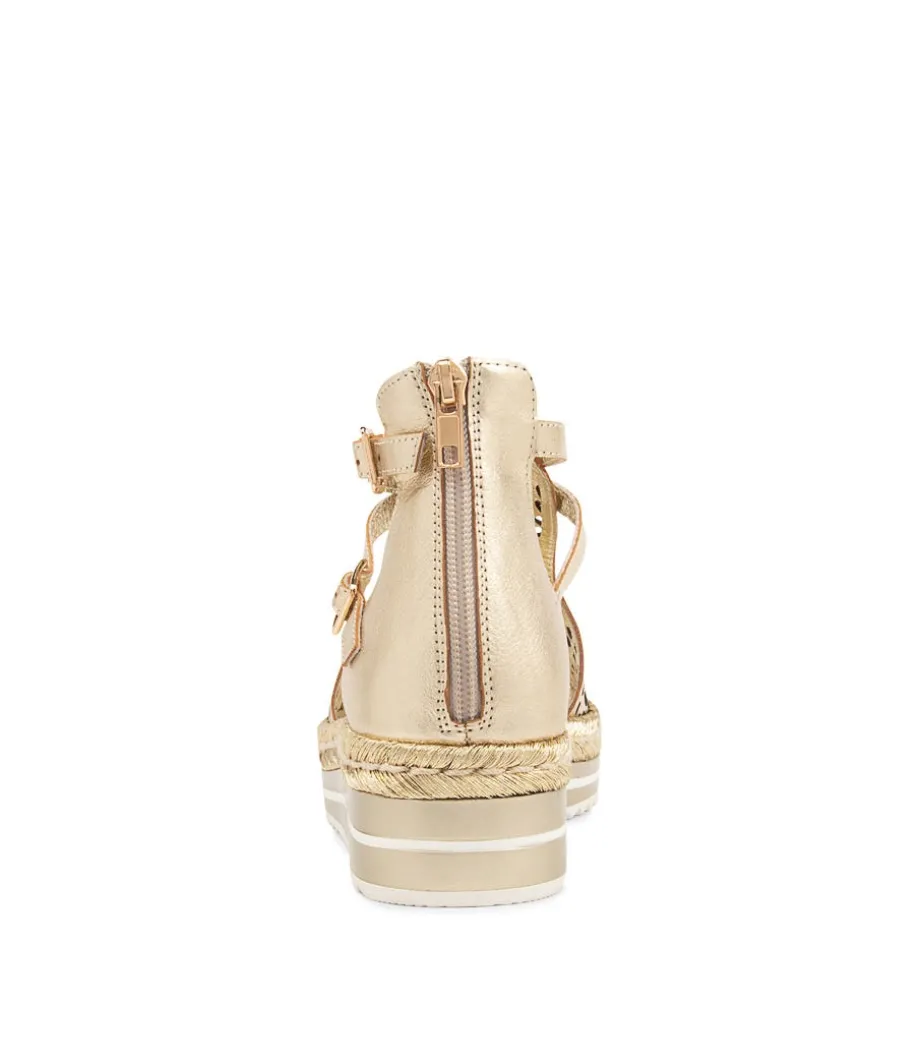 Accra Pale Gold Rope Leather Espadrilles