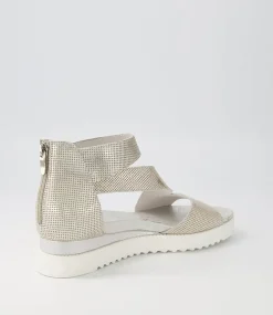 Adabela Silver White Cut Leather Sandals