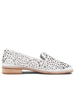Adaring White Leather Loafers