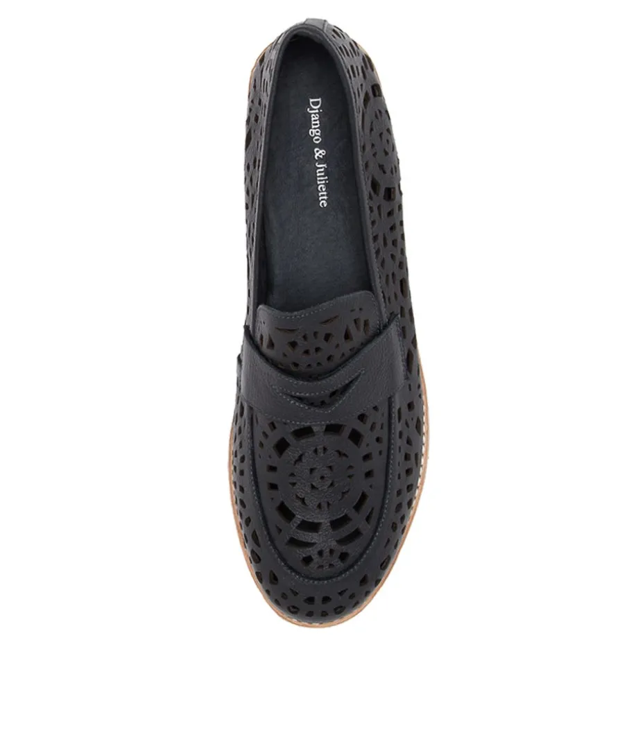 Addah Lrg Navy Leather Loafers