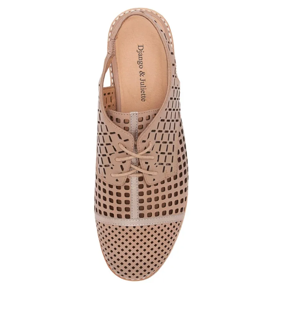 Addy Nude Pale Rose Gold Leather Lace Up Flats