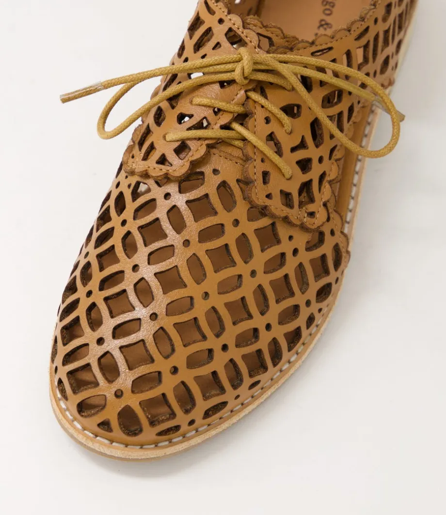 Addyst Tan Leather Lace Up Flats