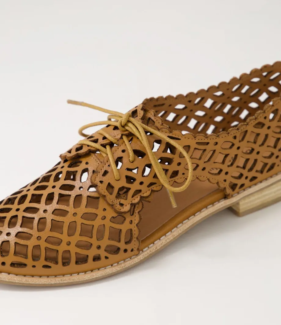 Addyst Tan Leather Lace Up Flats