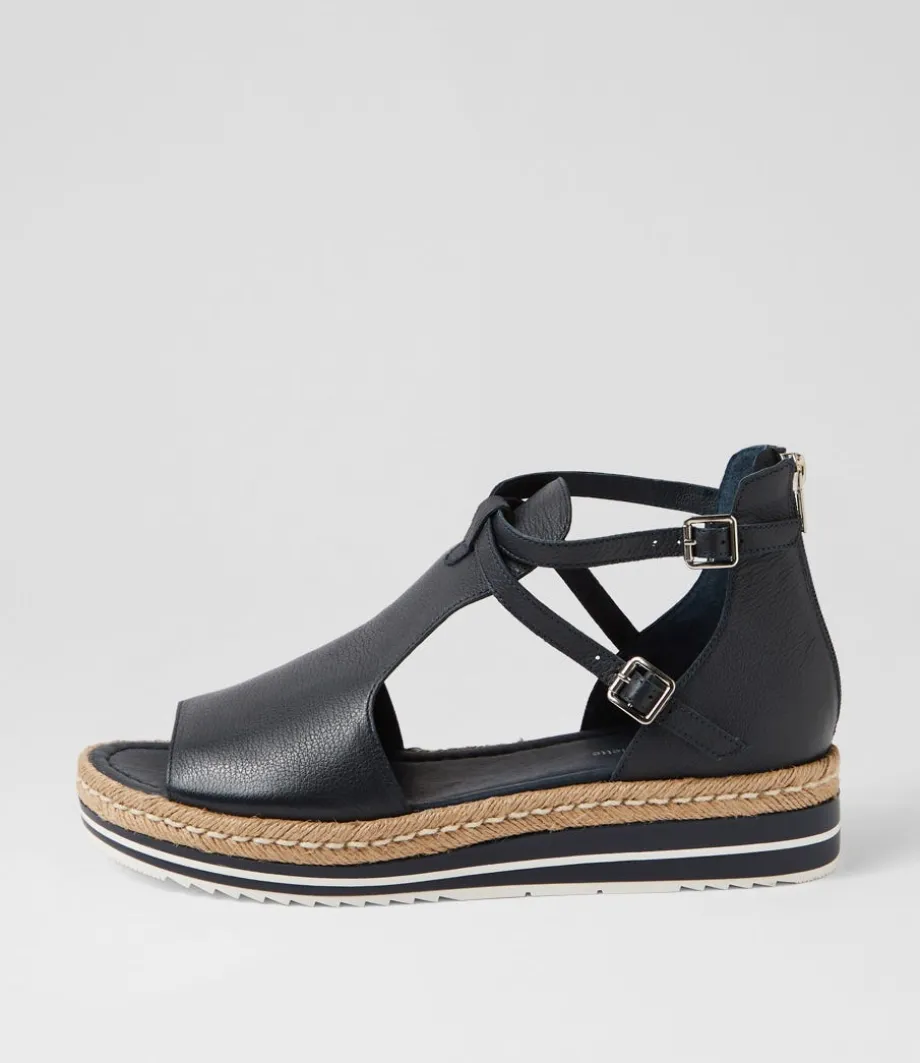 Alexys Navy Leather Espadrilles