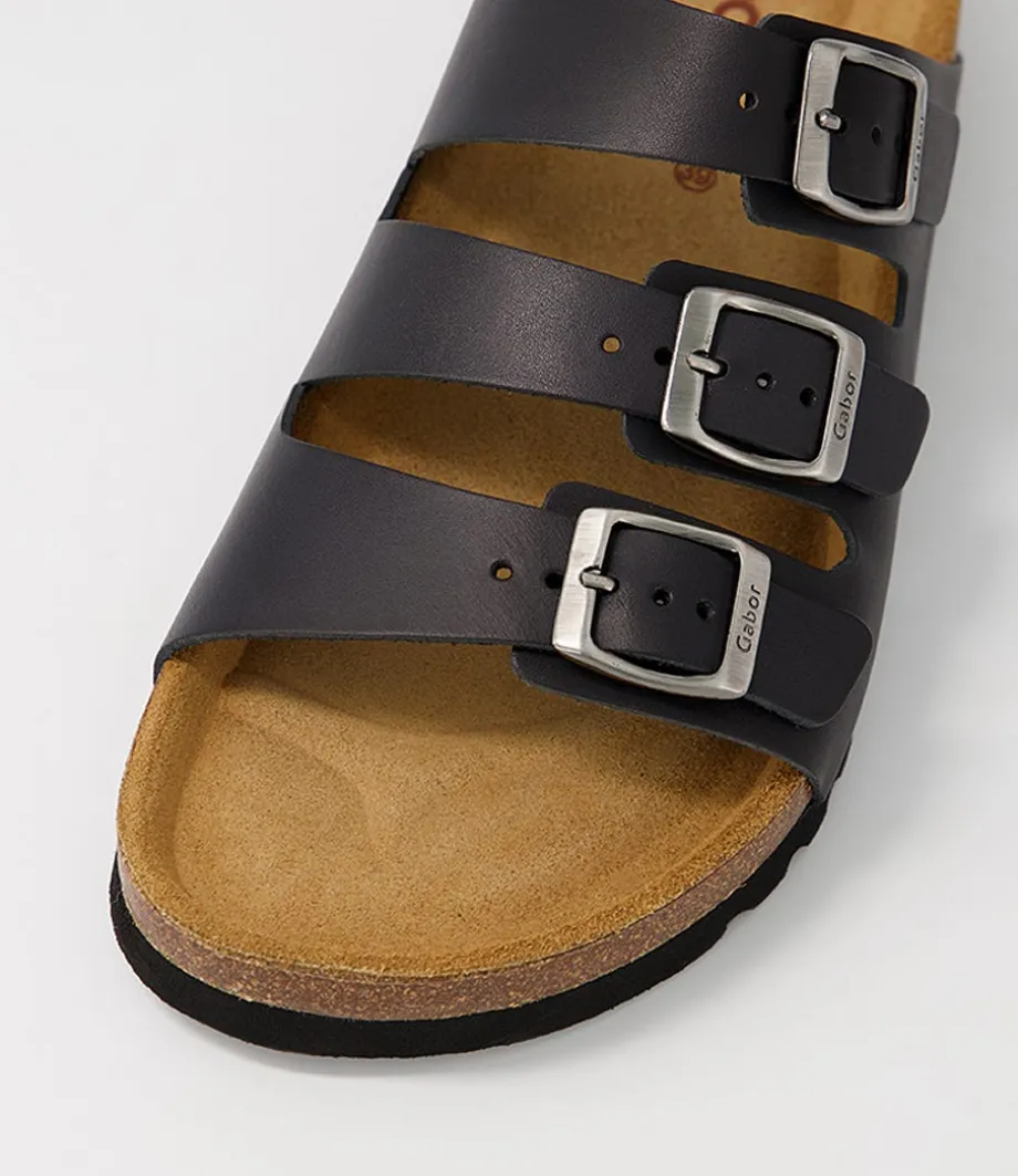Alfy Schwarz Leather Sandals
