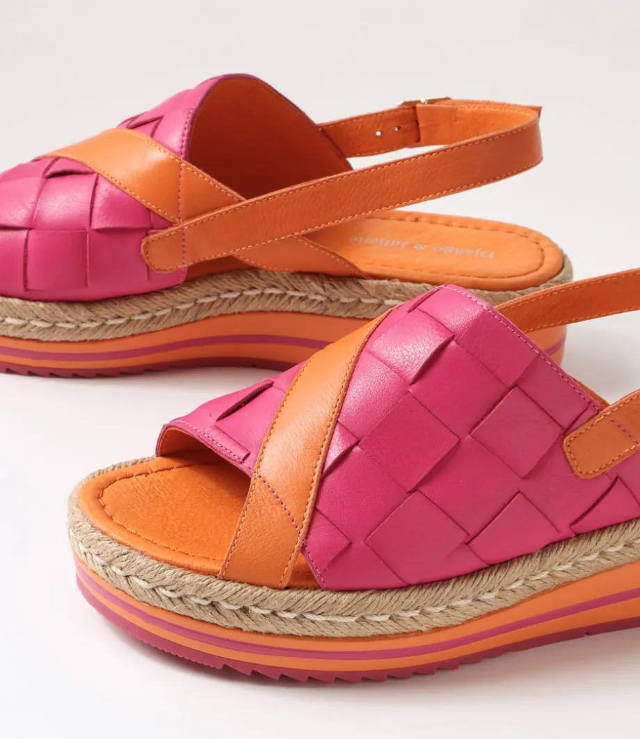 Ames Bright Orange Fuchsia Leather Sandals