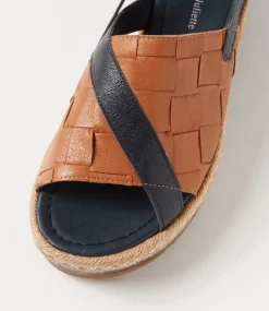 Ames Navy Dark Tan Leather Espadrilles