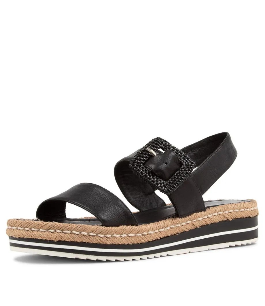Antons Black Leather Espadrilles