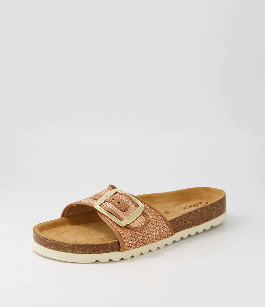 Arnell Peach Raffia Slides