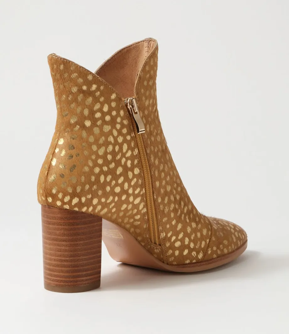 Astronomy Gold Dot Leopard Pony Ankle Boots