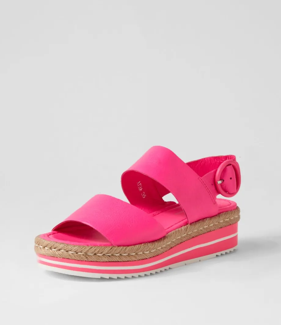 Atha Hot Pink Leather Espadrilles