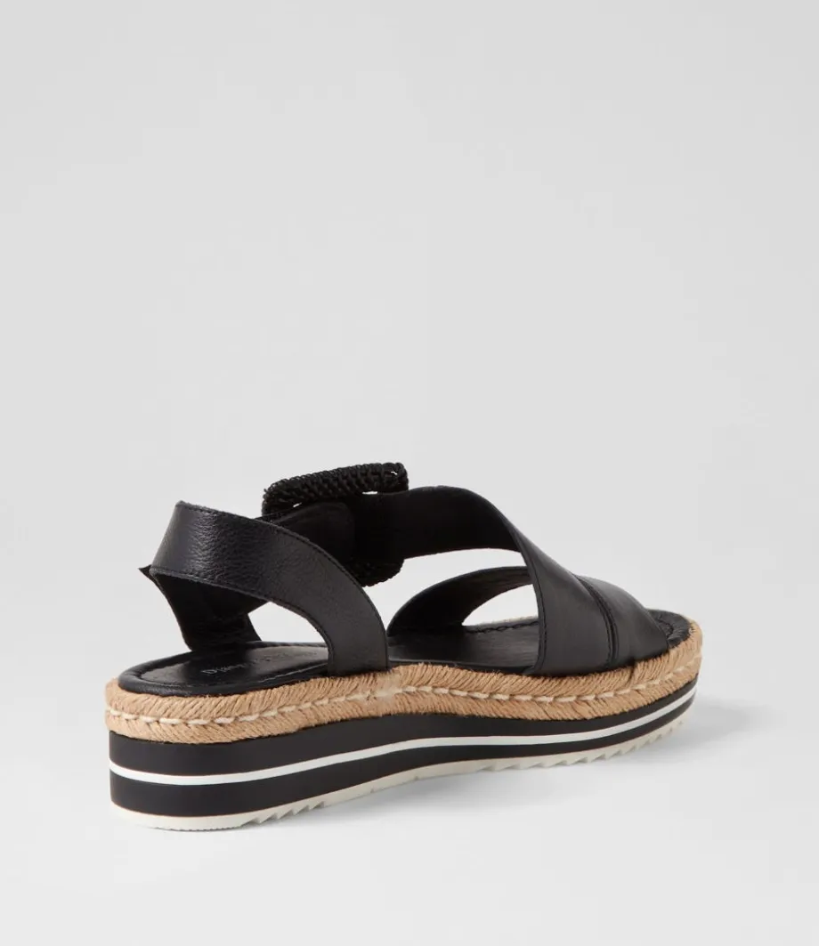 Atory Black Leather Espadrilles