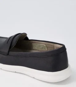 Ayva Washable Penny Black Leather Loafers