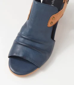 Ballarat Navy Dark Tan Leather Sandals
