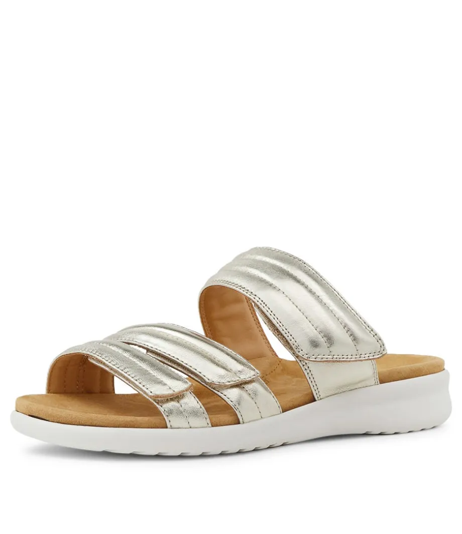 Barbra Xw Pale Gold Leather Sandals Ws
