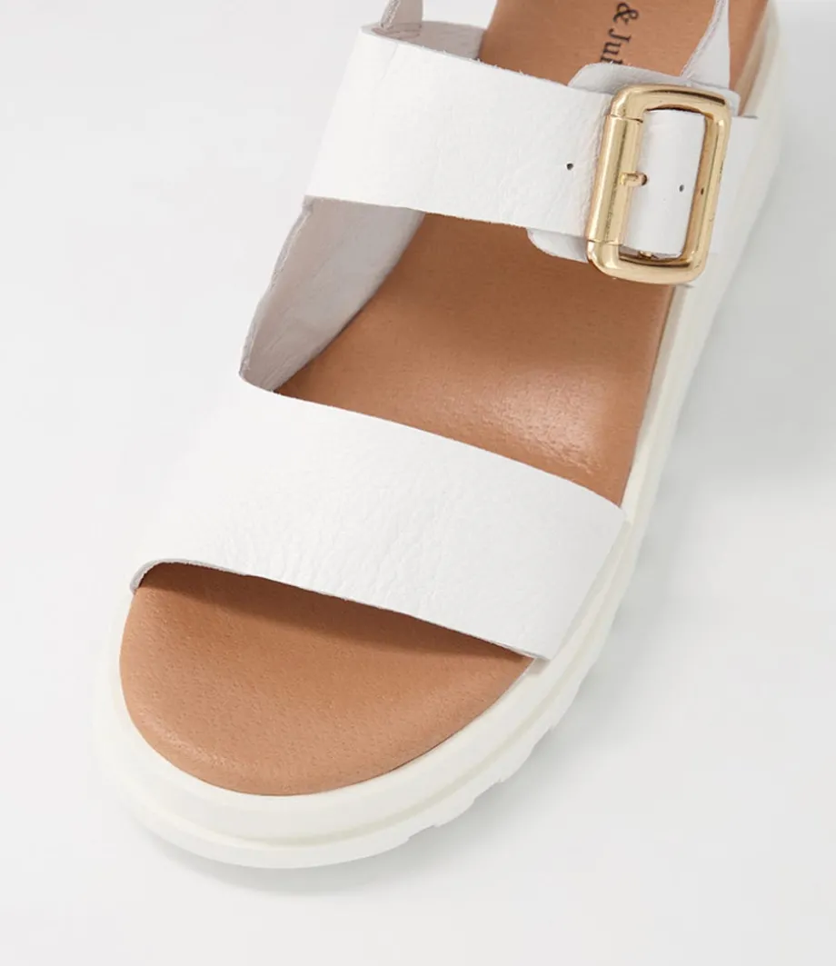 Barmer White Leather Sandals