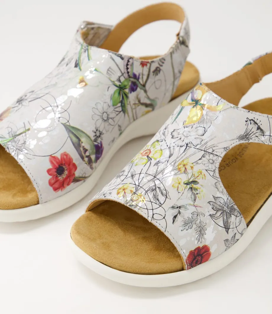 Basma Xw White Fields Leather Sandals