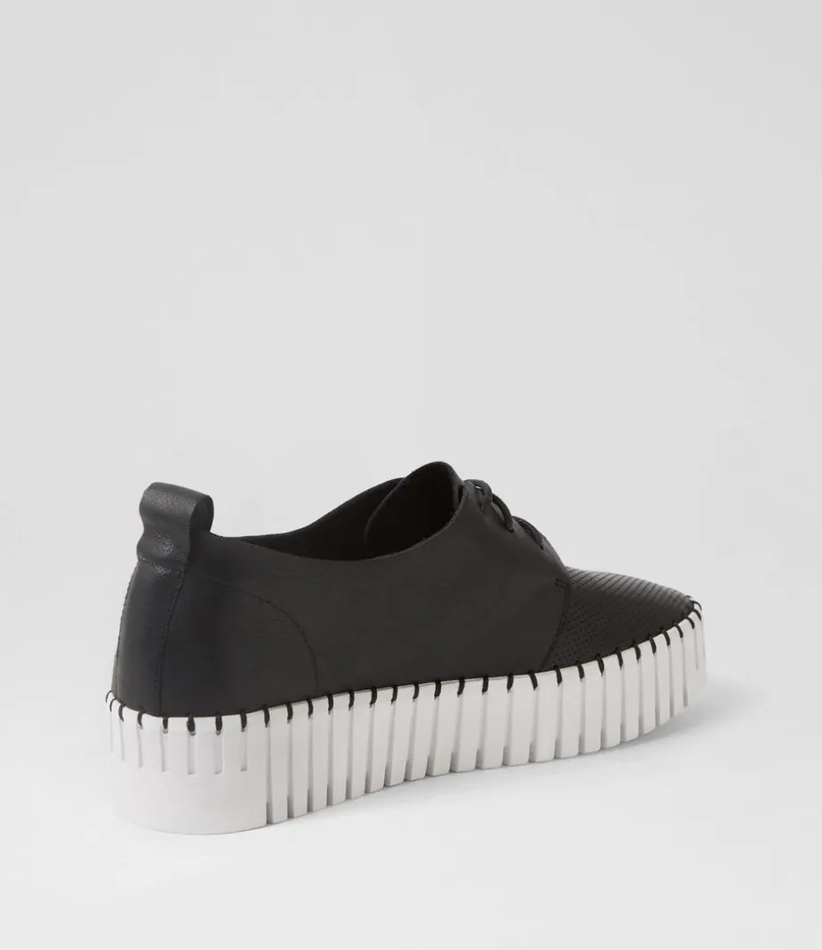 Batu Black White Leather Sneakers