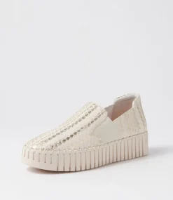 Becca Almond Metallic Cut Leather Sneakers