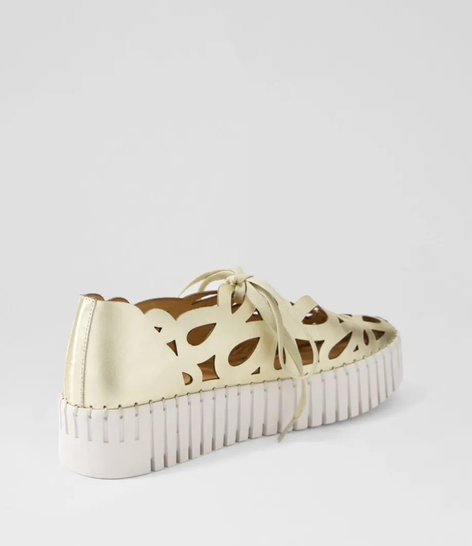 Bello Pale Gold Crush Leather Sneakers