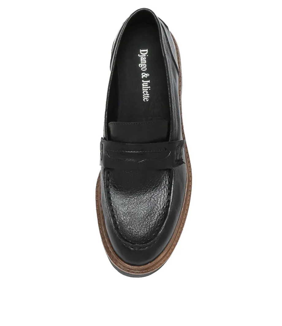 Benicio Black Leather Loafers