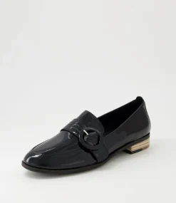 Benza Black Wrinkle Patent Leather Flat Shoes