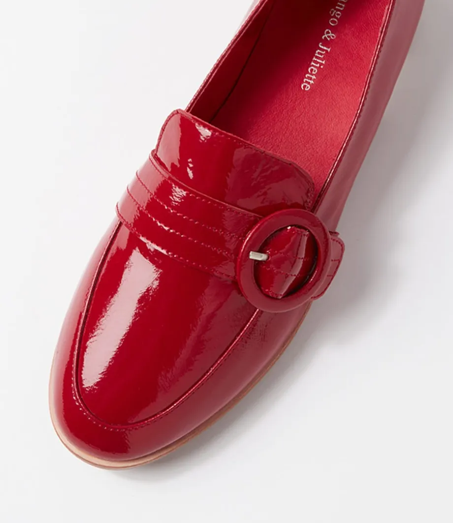 Benza Dark Red Wrinkle Patent Loafers