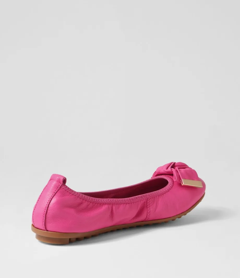 Biddies Fuchsia Leather Flat Shoes