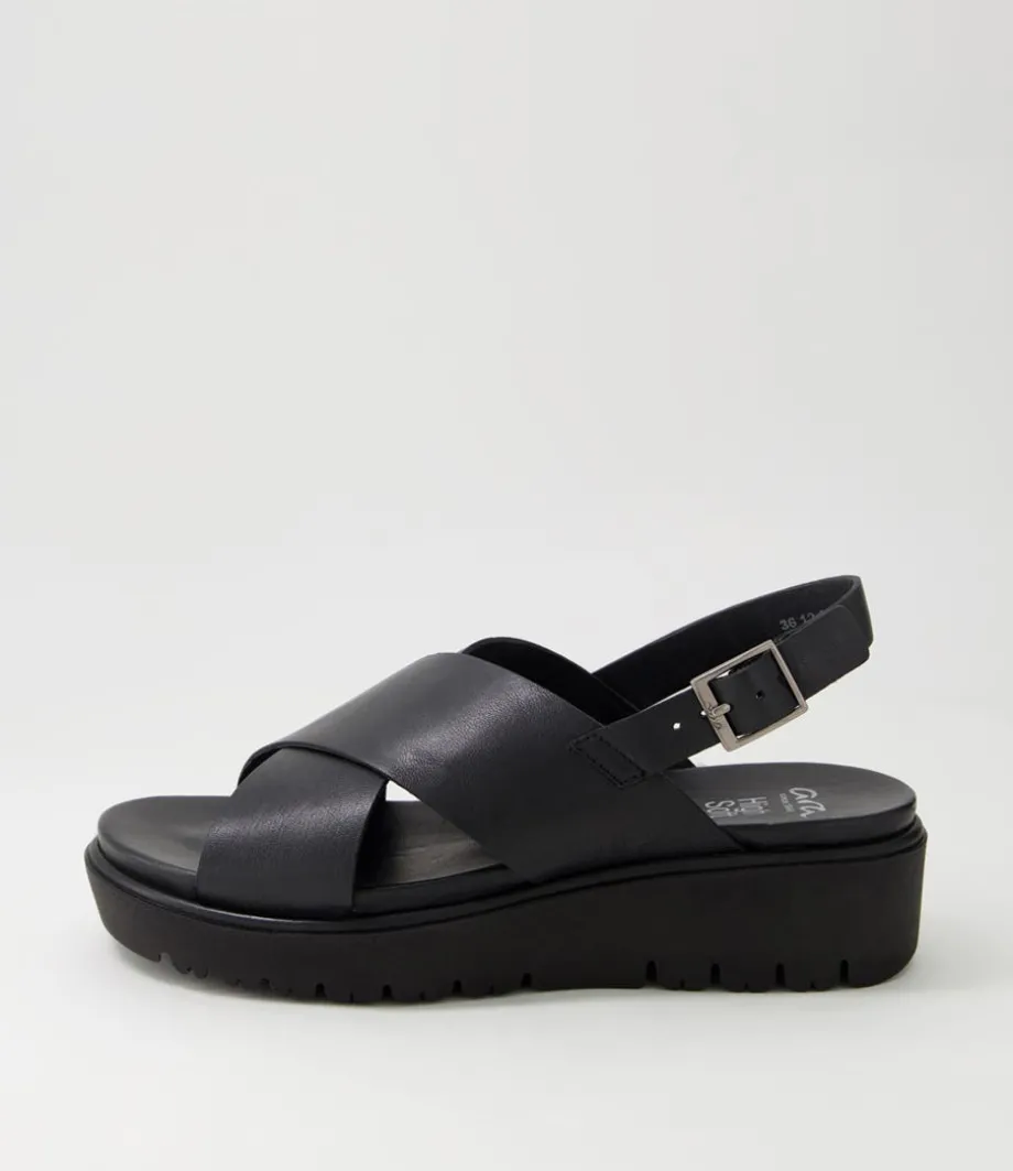 Bilbao 02 Black Leather Sandals