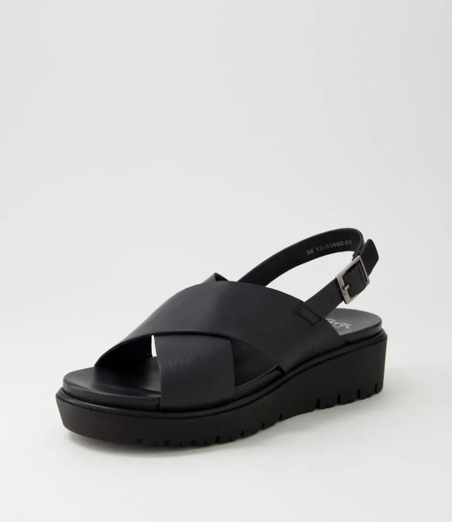 Bilbao 02 Black Leather Sandals