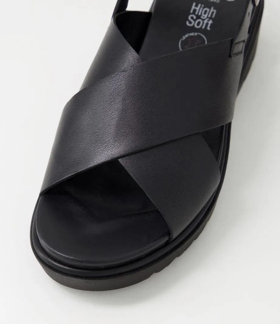 Bilbao 02 Black Leather Sandals