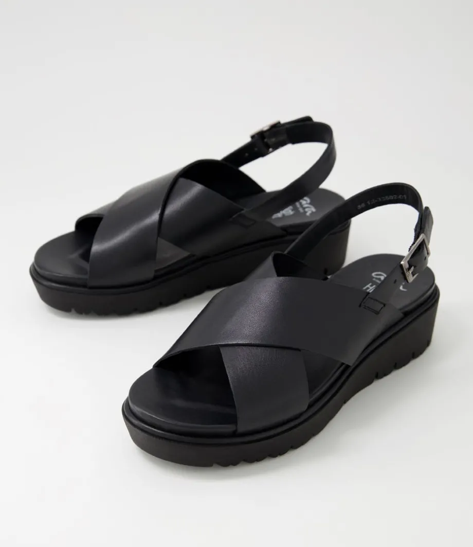 Bilbao 02 Black Leather Sandals