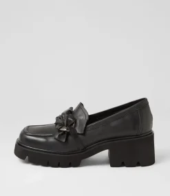 Bizmo Black Leather Heels