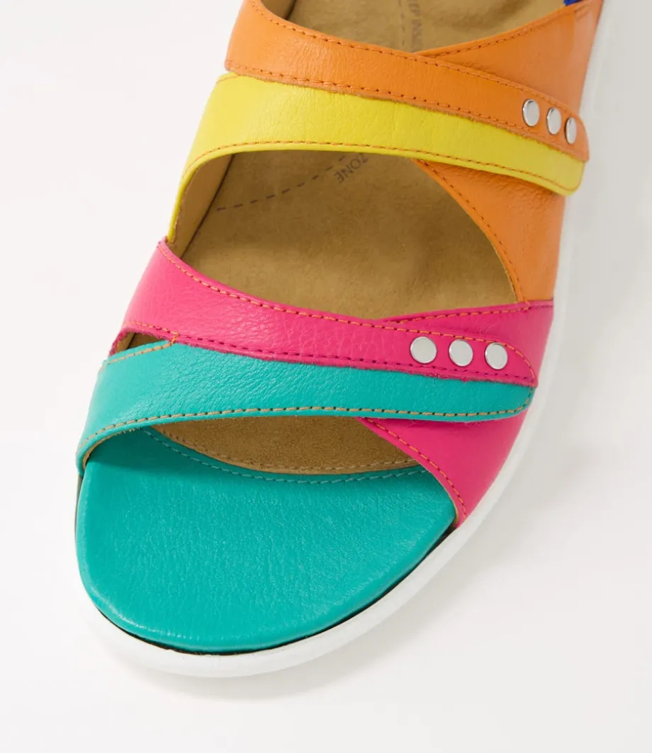 Bizzy W Bright Multi Leather Sandals