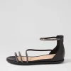 Bonn Black Jewel Fabric Leather Sandals