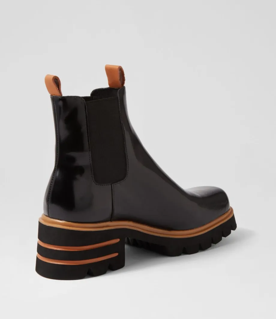Breda Black Box Tan Leather Chelsea Boots