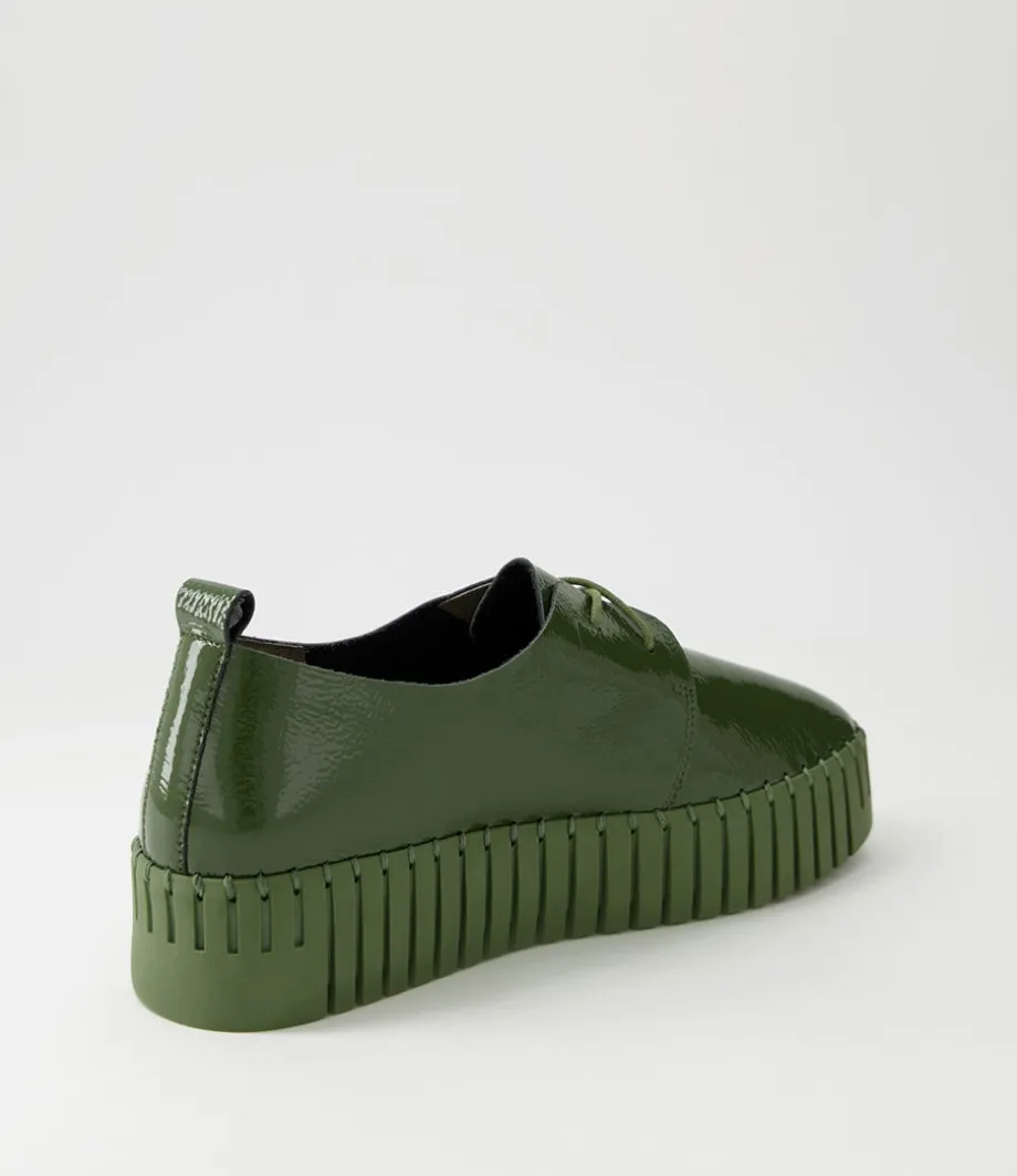 Brenda Khaki Patent Leather Sneakers
