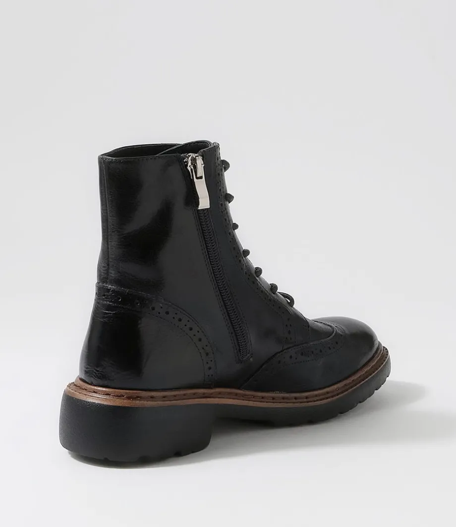 Buford Black Leather Lace Up Boots