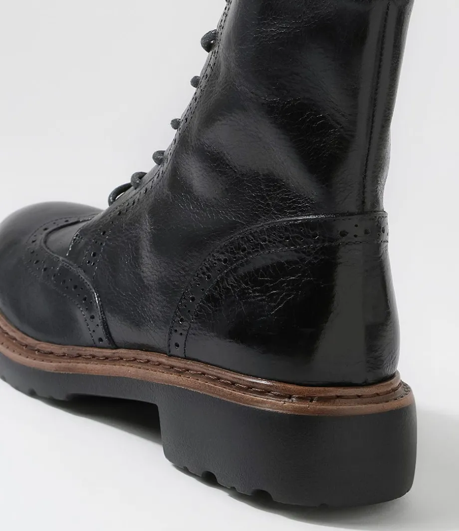 Buford Black Leather Lace Up Boots
