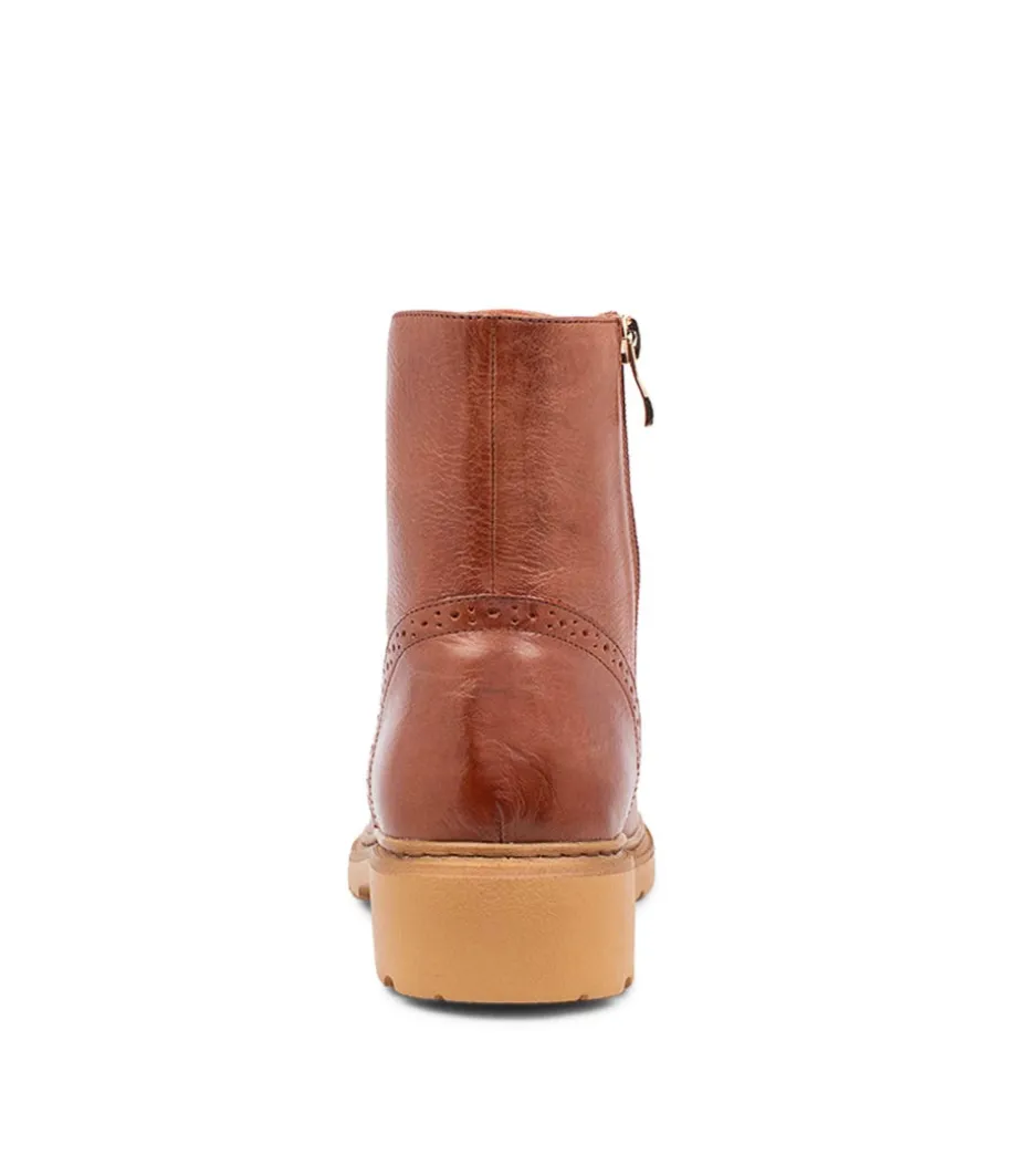 Buford Cognac Leather Lace Up Boots