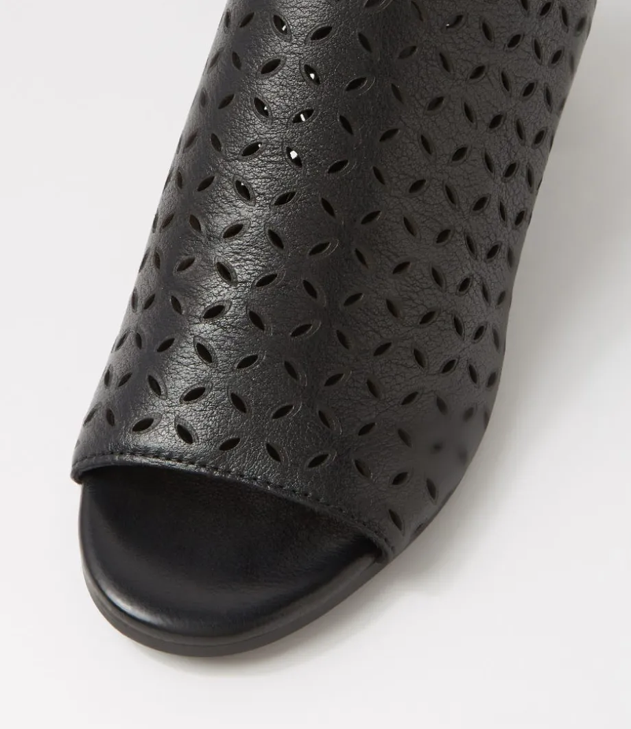 Burne Black Leather Sandals