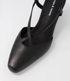 Cadman Black Leather Heels
