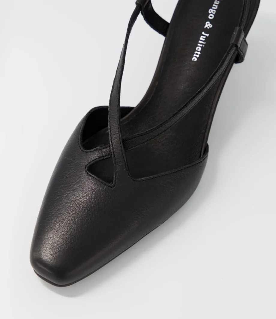 Cadman Black Leather Heels