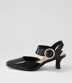 Caris Black Patent Leather Heels