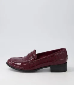 Cathi Claret Patent Croc Heels