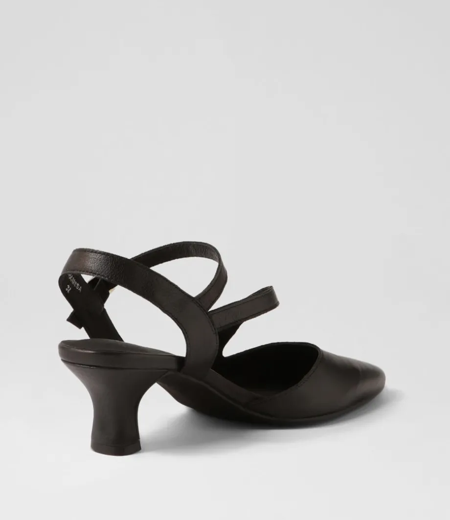 Charissa Black Leather Heels