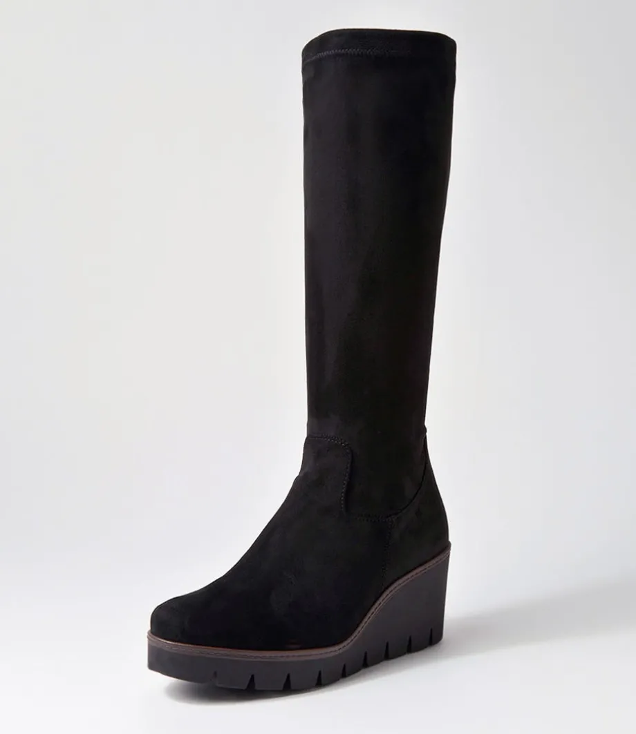Chloette Schwarz Suede Knee High Boots